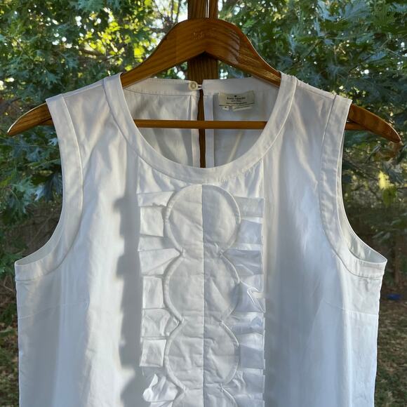 Kate Spade Women's White Ruffled Front Sleeveless Top Size 8 - Picture 3 of 6